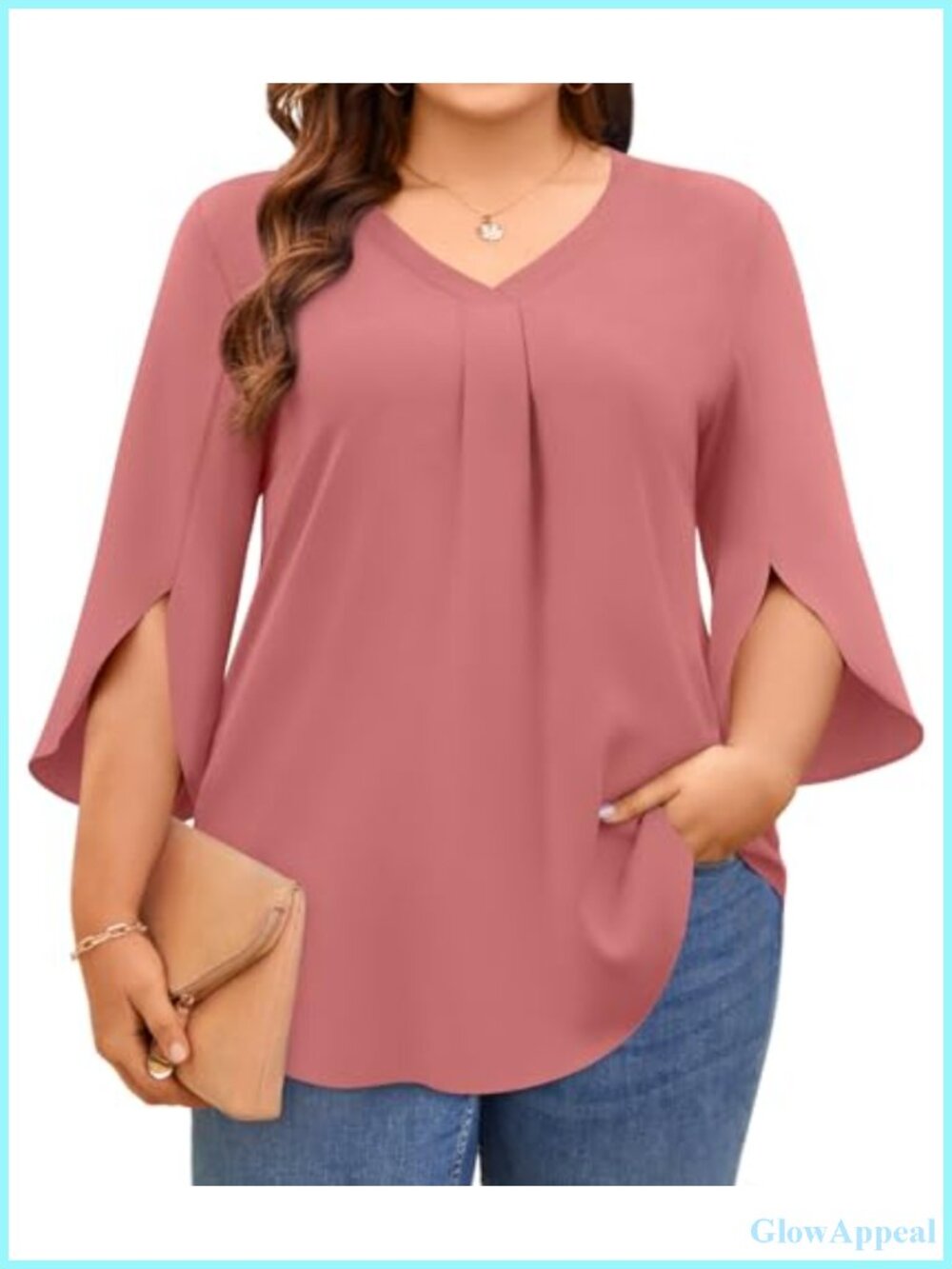 Womens Plus Size Chiffon Tunic Top 3/4 Ruffle Sleeve Work Blouse